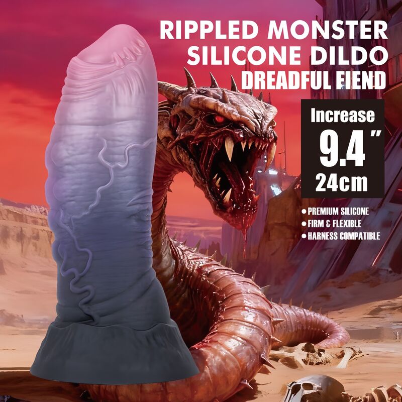 POWER MONSTERS - DREADFUL FIEND BICOLOR FANTASY GODEMICHET EN SILICONE 24 CM Ø 6 CM POWER MONSTERS