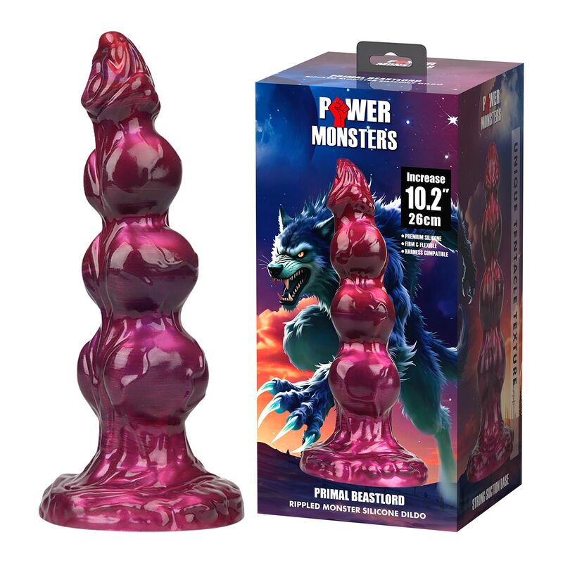 POWER MONSTERS - PRIMAL BEASTLORD GODEMICHET EN SILICONE TRANSLUCIDE ROSE FANTASTIQUE 26 CM Ø 5 CM POWER MONSTERS