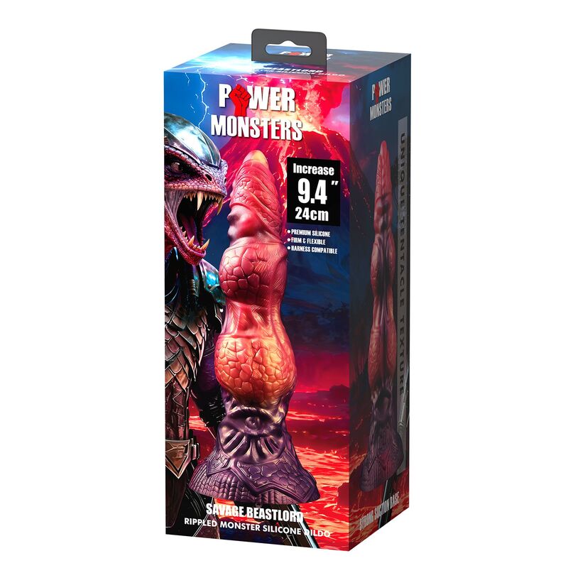 POWER MONSTERS - SAVAGE BEASTLORD TRICOLOR FANTASY GODEMICHET EN SILICONE 24 CM Ø 5 CM POWER MONSTERS