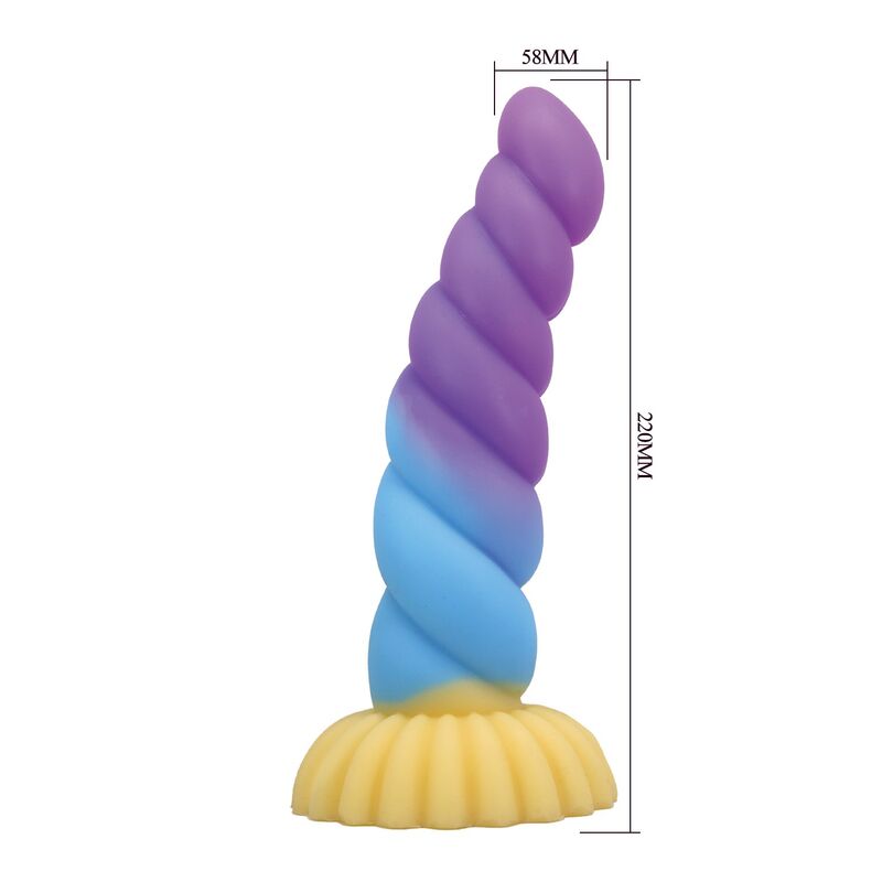 POWER MONSTERS - GODEMICHET EN SILICONE LICORNE TRICOLOR FANTASY 22 CM Ø 5 CM POWER MONSTERS