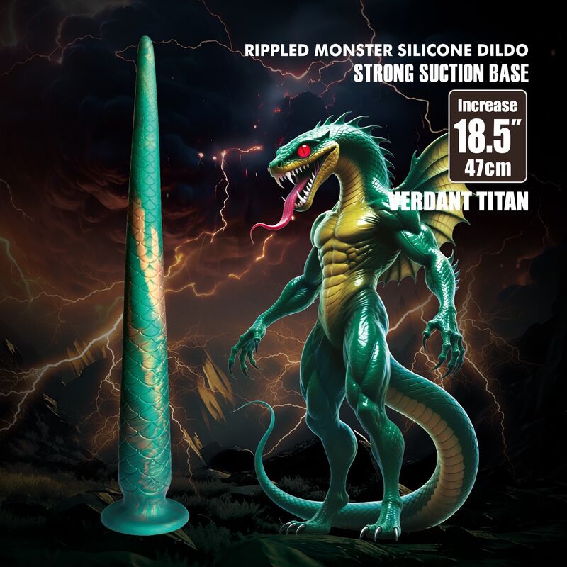 POWER MONSTERS - WILDWYRM TAIL BICOLOR FANTASY GODEMICHET EN SILICONE 47 CM Ø 4 CM POWER MONSTERS