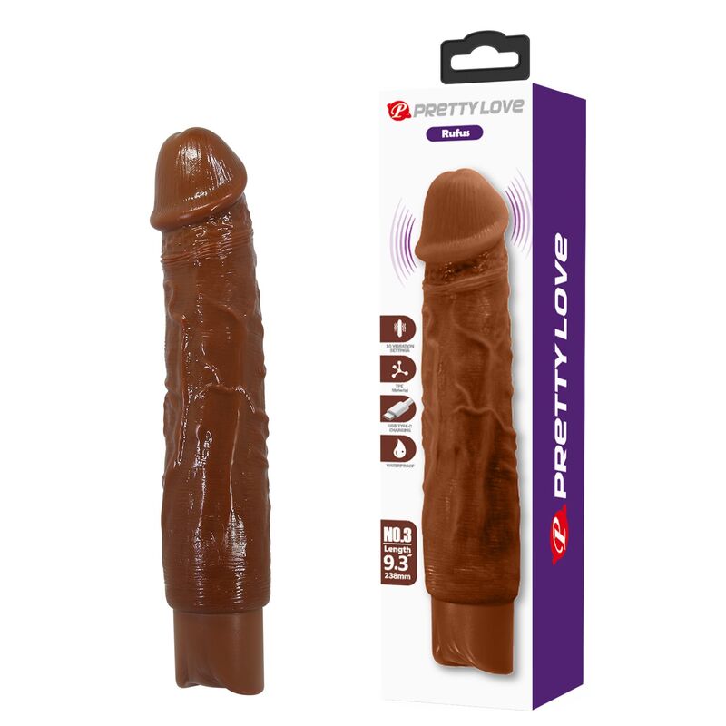 PRETTY LOVE - VIBRATEUR RÉALISTE DUKE 23,5 CM Ø 4,8 CM MARRON DILDOS