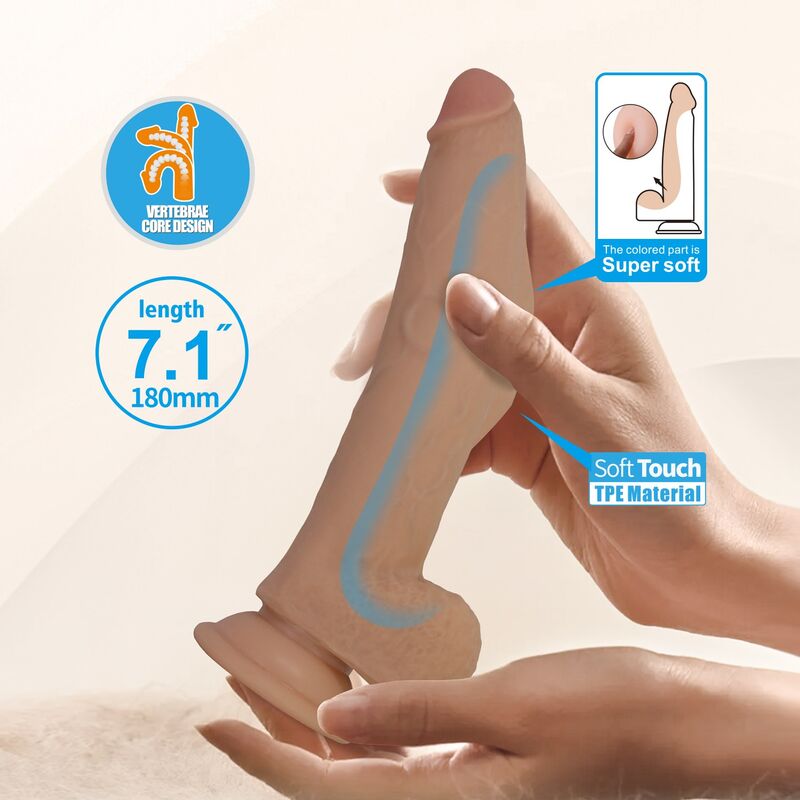 PRETTY LOVE - ELLCUMENT GODEMICHET RÉALISTE ET FLEXIBLE 18 CM Ø 4,5 CM TPE NATUREL DILDOS
