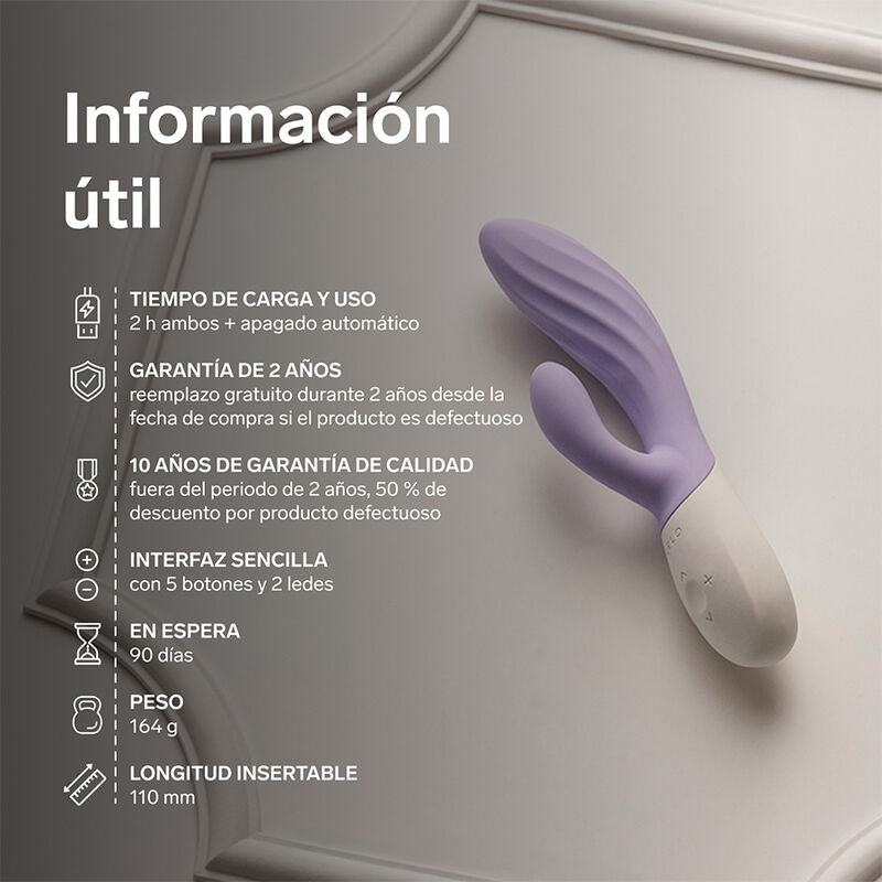 LELO - INA TWIST DOUBLE VIBRATEUR LAPIN POUR LE POINT G ET LE CLITORIS LAVANDE LELO