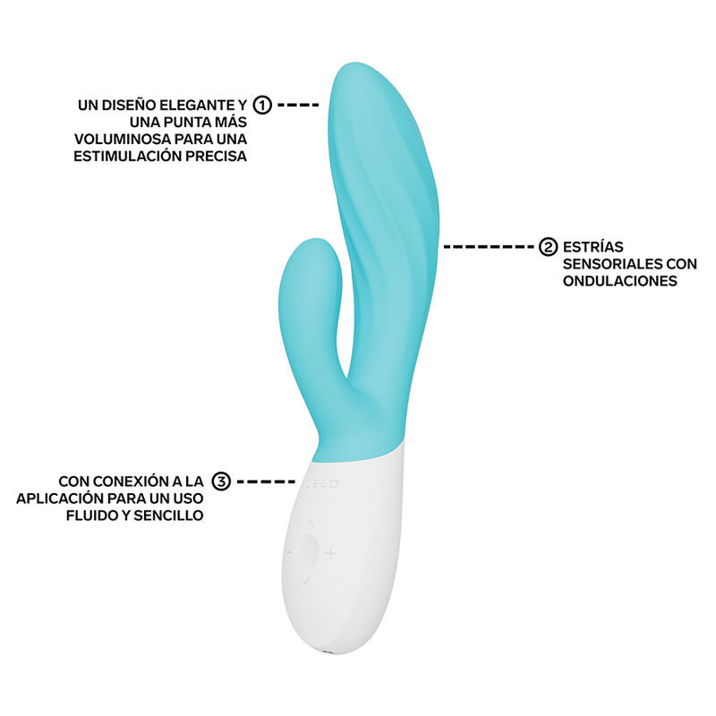 LELO - INA TWIST DOUBLE VIBRATEUR LAPIN POUR LE POINT G ET LE CLITORIS BLEU LELO