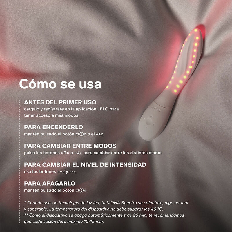 LELO - MONA SPECTRA MASSEUR INTIME À LUMIÈRE ROUGE RECHARGEABLE CONTRÔLÉ PAR APPLICATION LELO