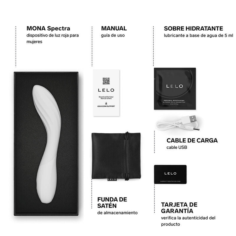 LELO - MONA SPECTRA MASSEUR INTIME À LUMIÈRE ROUGE RECHARGEABLE CONTRÔLÉ PAR APPLICATION LELO