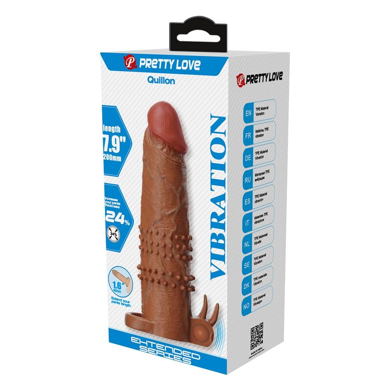 PRETTY LOVE - MANCHON VIBRANT POUR PÉNIS QUILLON 20 CM Ø 4 CM MARRON FOR HIM