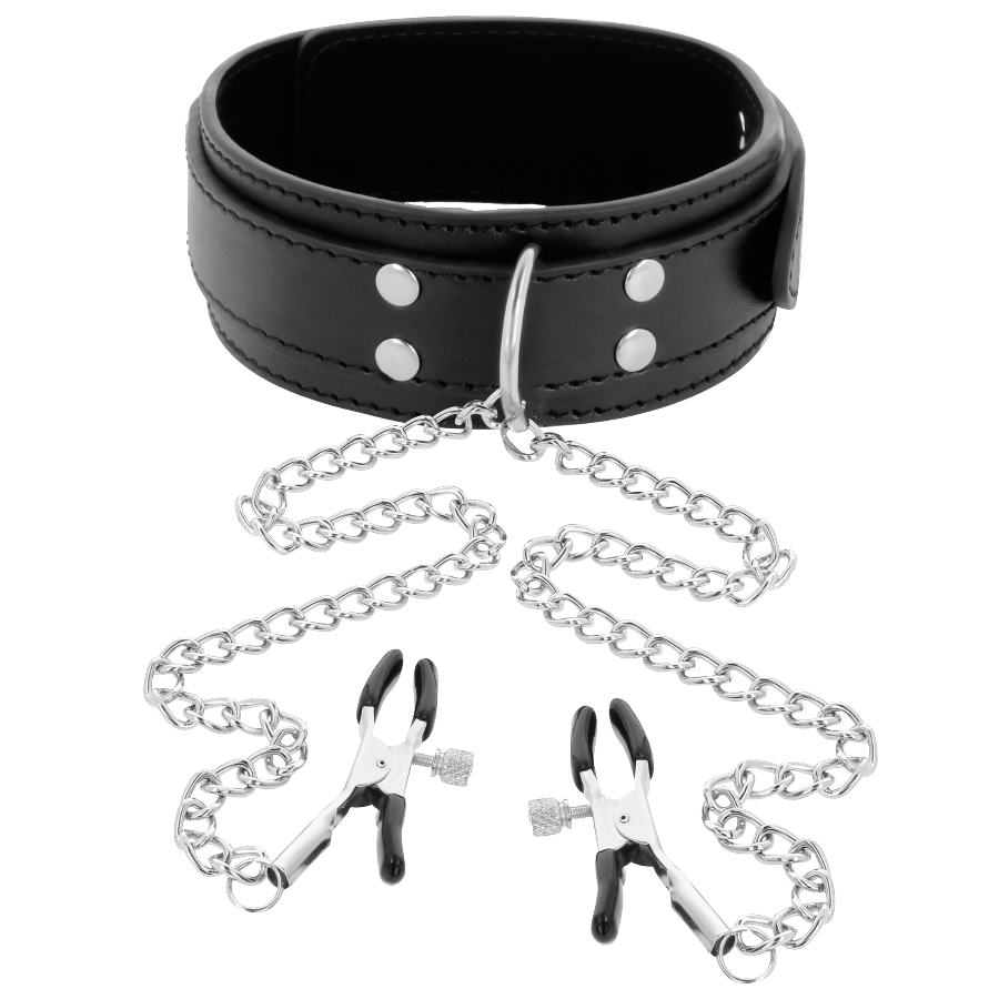 DARKNESS - COLLIER AVEC PINCES NIPPLE NOIR DARKNESS BONDAGE