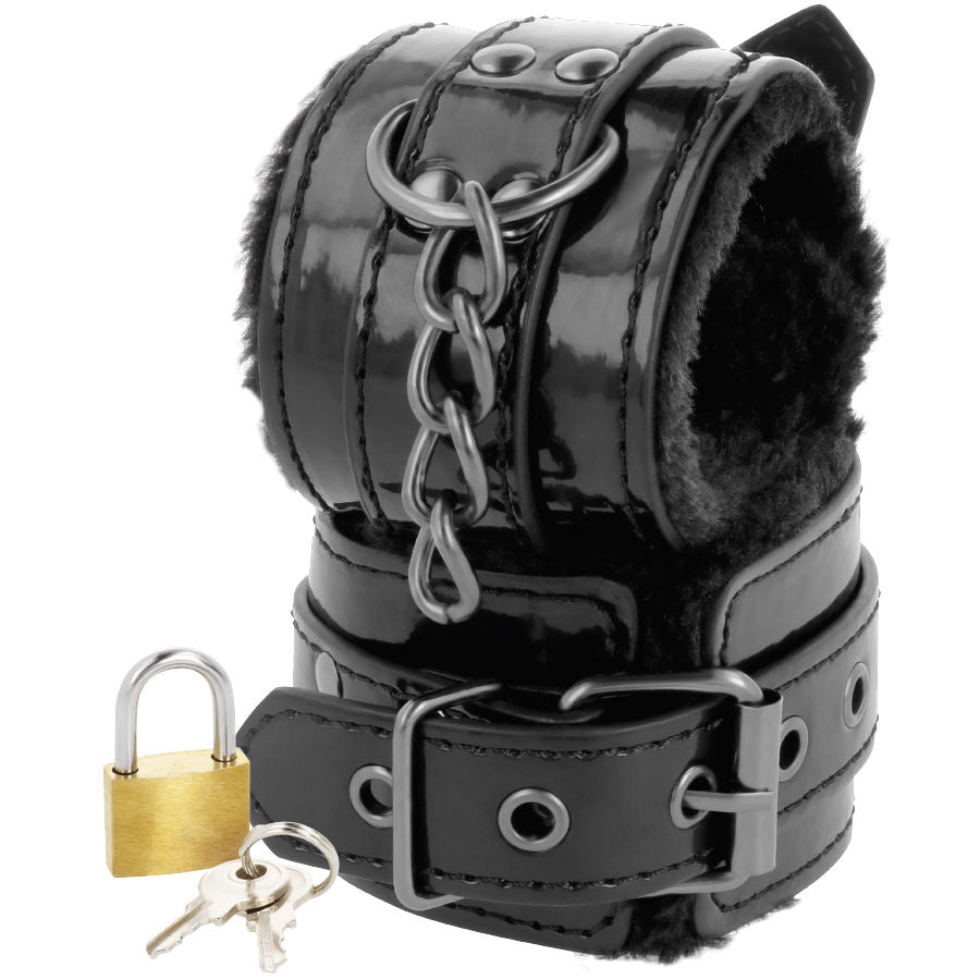 DARKNESS - MENOTTES AJUSTABLES EN CUIR NOIR AVEC CADENAS DARKNESS BONDAGE