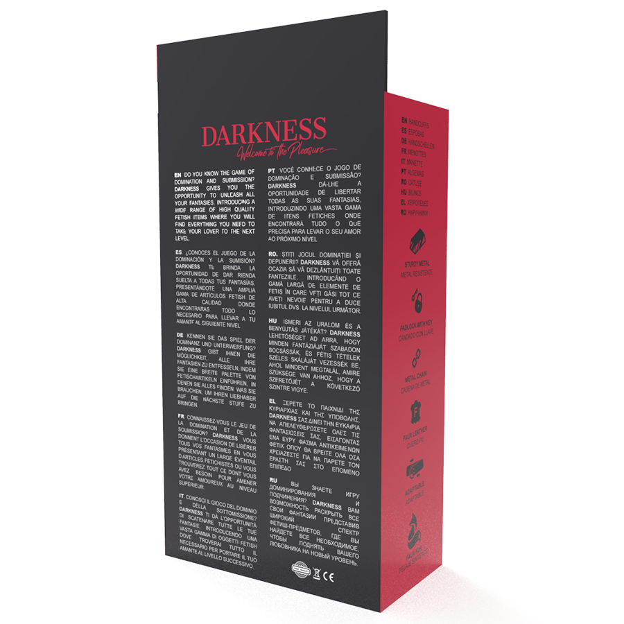 DARKNESS - MENOTTES DE CHEVILLE RÉGLABLES EN CUIR NOIR AVEC CADENAS DARKNESS BONDAGE