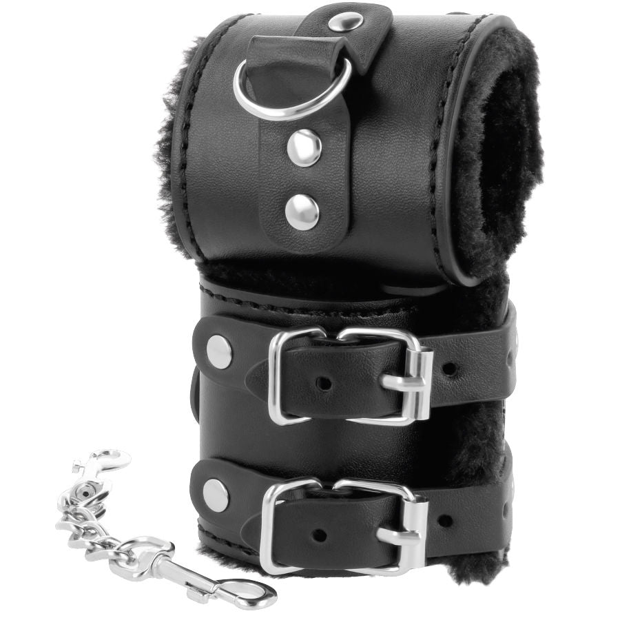 DARKNESS - MENOTTES AJUSTABLES EN CUIR NOIR AVEC DOUBLURE DARKNESS BONDAGE
