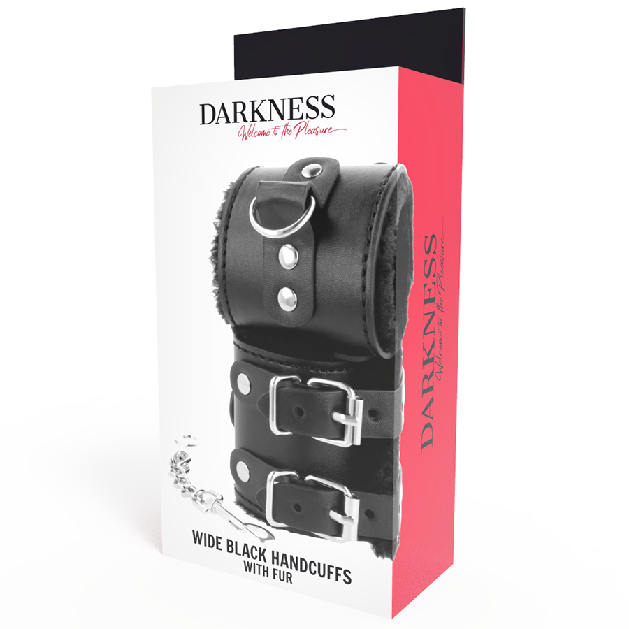 DARKNESS - MENOTTES AJUSTABLES EN CUIR NOIR AVEC DOUBLURE DARKNESS BONDAGE