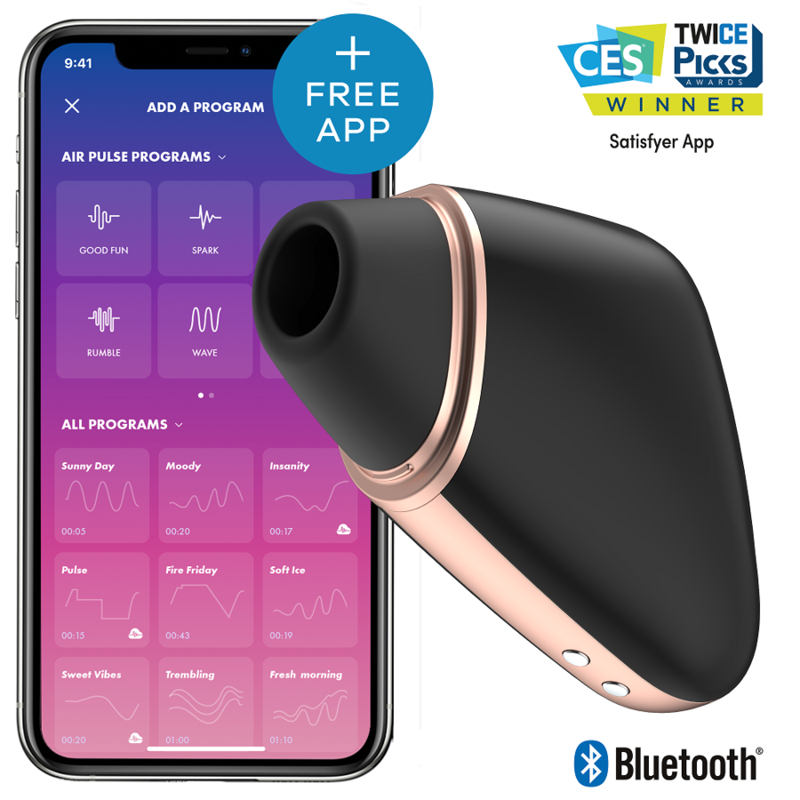 SATISFYER - STIMULATEUR ET VIBRATEUR AIR LOVE TRIANGLE NOIR SATISFYER CONNECT