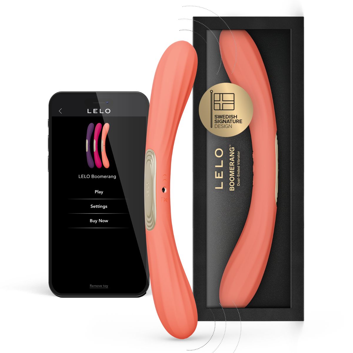 Vibromasseur double pour couples LELO BOOMERANG rouge corail