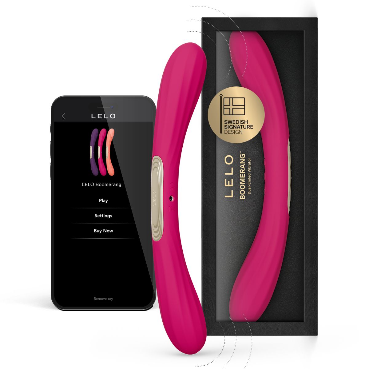 Vibromasseur double pour couples LELO BOOMERANG cerise