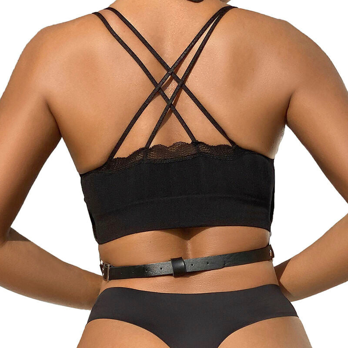 SUBBLIME - HARNAIS POITRINE CHAÎNE S EN CUIR NOIR TAILLE UNIQUE SUBBLIME FETISH