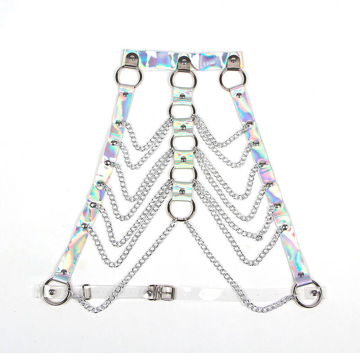 SUBBLIME - 953737 HARNAIS DE POITRINE AVEC ANNEAUX ET CHAÎNES ARGENT TAILLE UNIQUE SUBBLIME FETISH