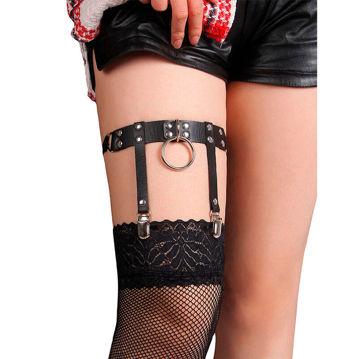 SUBBLIME - 953744 JARRETELLE PUNK EN CUIR AJUSTABLE NOIR TAILLE UNIQUE SUBBLIME FETISH