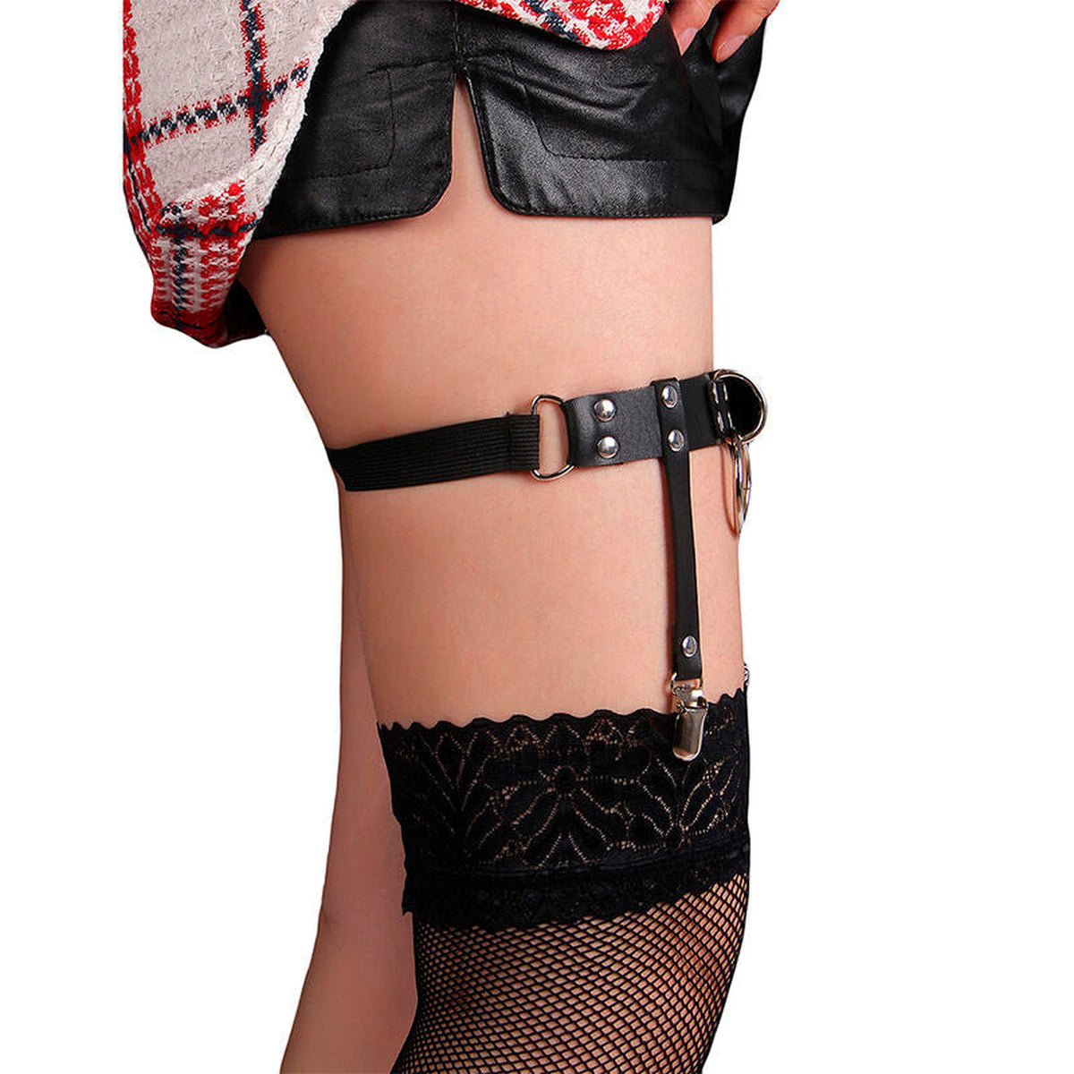 SUBBLIME - 953744 JARRETELLE PUNK EN CUIR AJUSTABLE NOIR TAILLE UNIQUE SUBBLIME FETISH