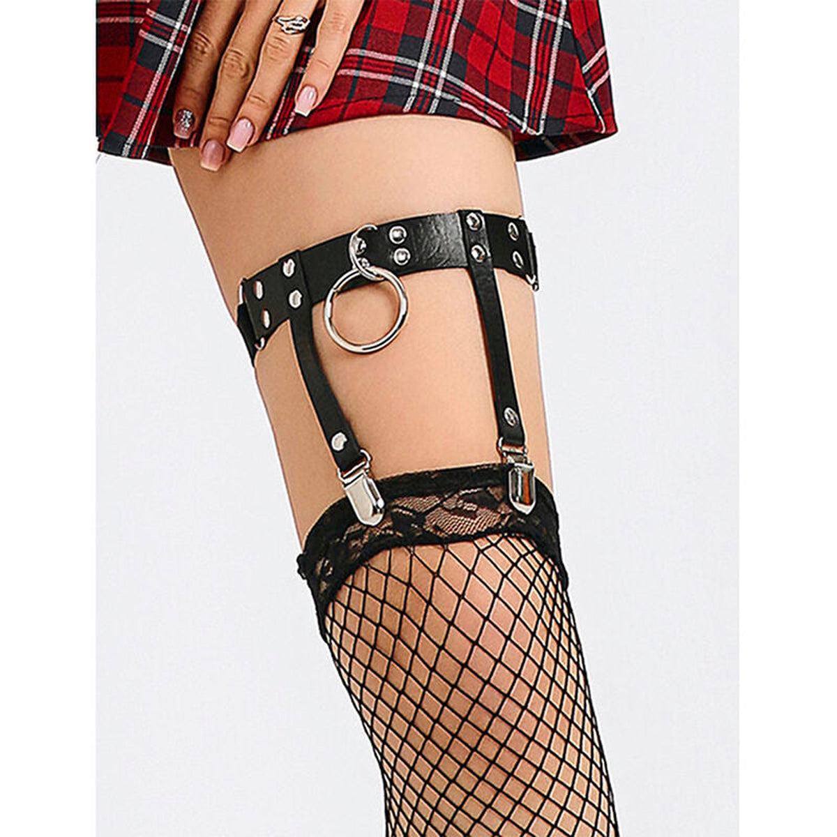 SUBBLIME - 953744 JARRETELLE PUNK EN CUIR AJUSTABLE NOIR TAILLE UNIQUE SUBBLIME FETISH