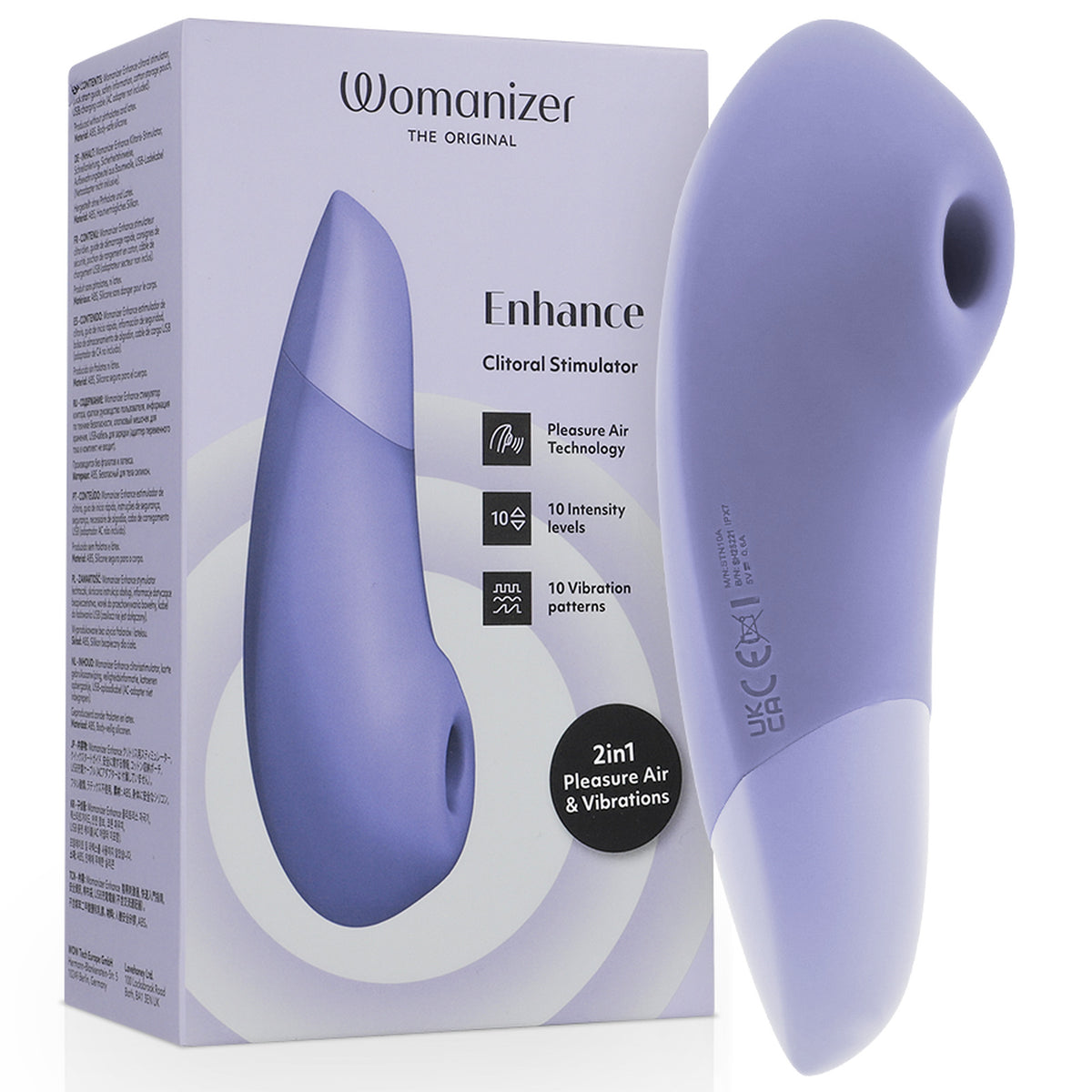 Stimulateur clitoridien Womanizer Enhance lilas à tête large Pleasure Air et vibration