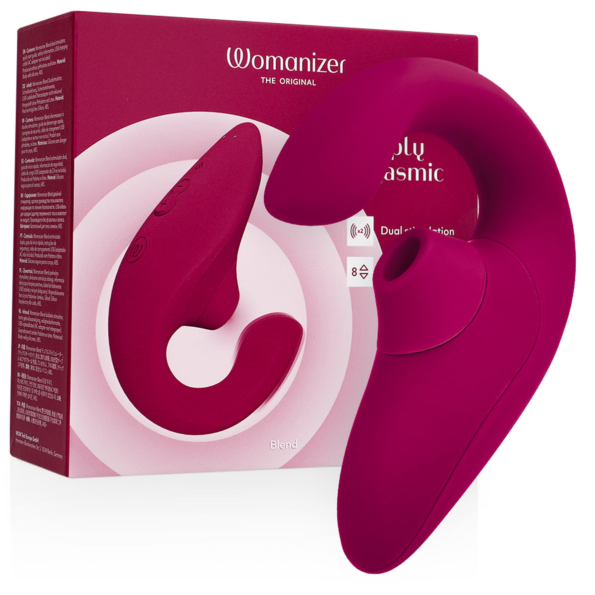 Rabbit Womanizer Blend rose vif, tête Pleasure Air et tige vibrante interne