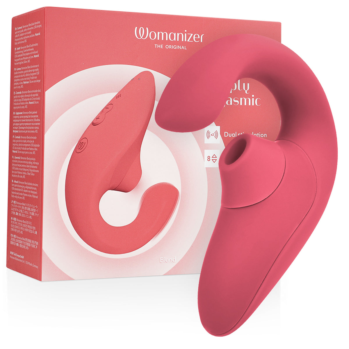 Rabbit Womanizer Blend rose poudré, tête Pleasure Air et tige vibrante interne