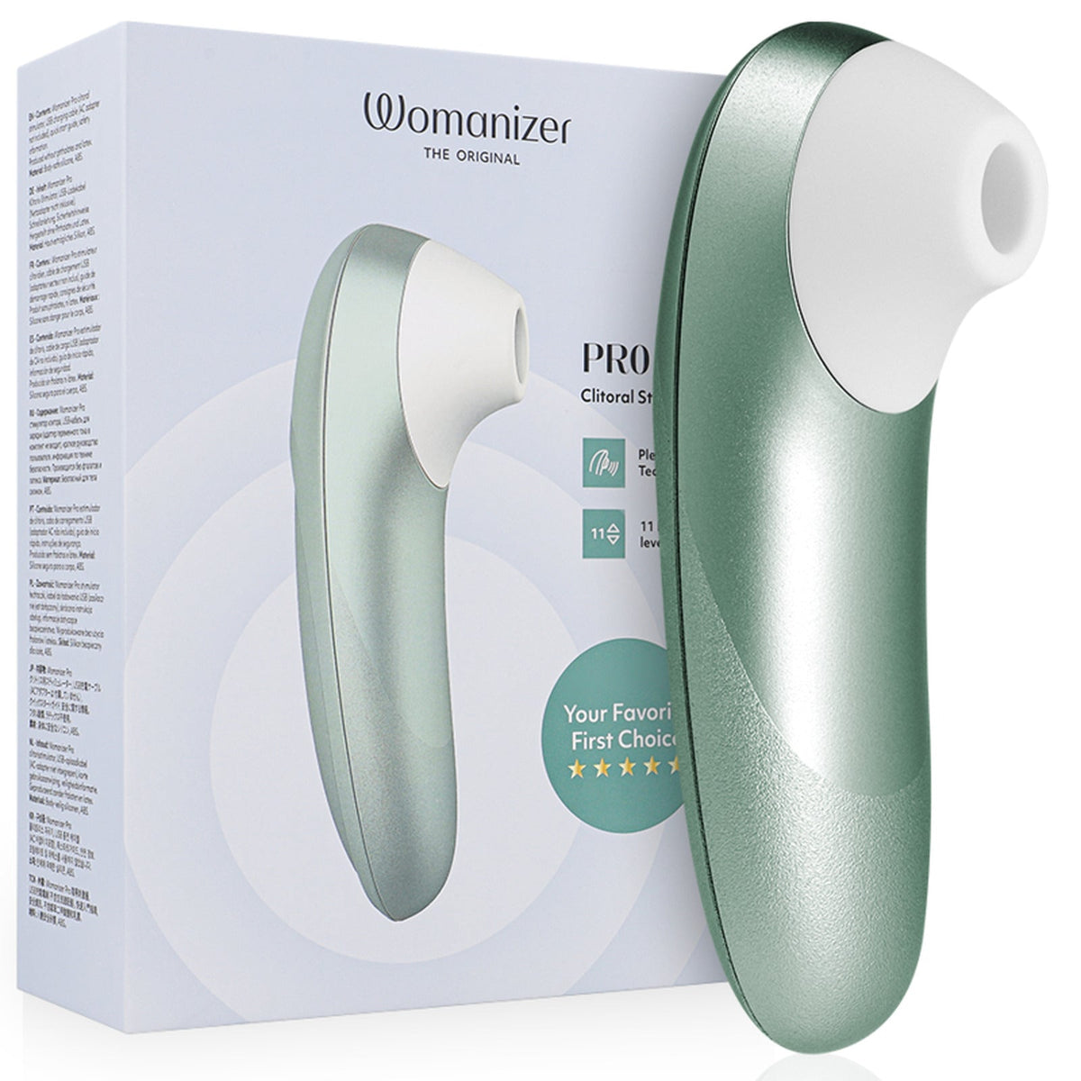 Stimulateur clitoridien Womanizer Pro vert sauge à tête Pleasure Air en silicone