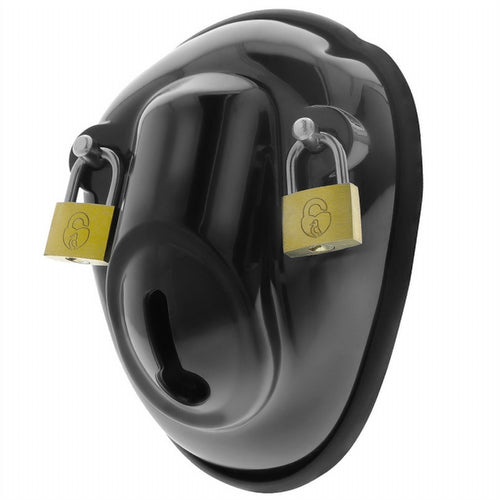 Addicted Toys Locked - Keyless Restraint, cage à pénis 115 mm à deux cadenas - vue produit sur fond blanc