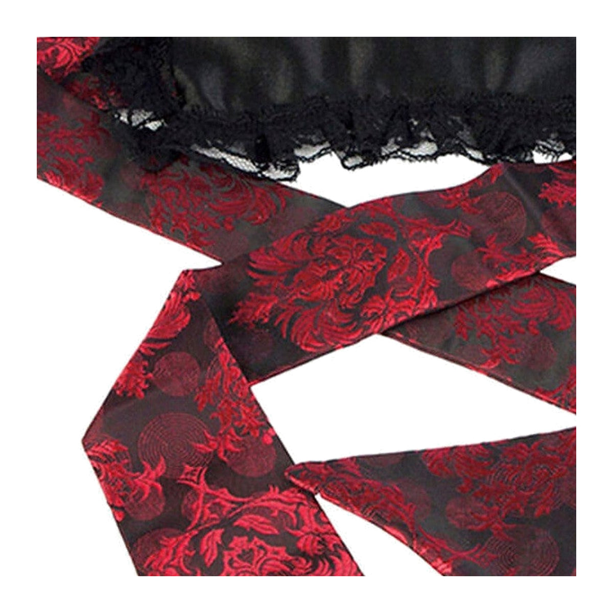 CalExotics Scandal - Masque occultant brocart rouge et noir – détail réel 1