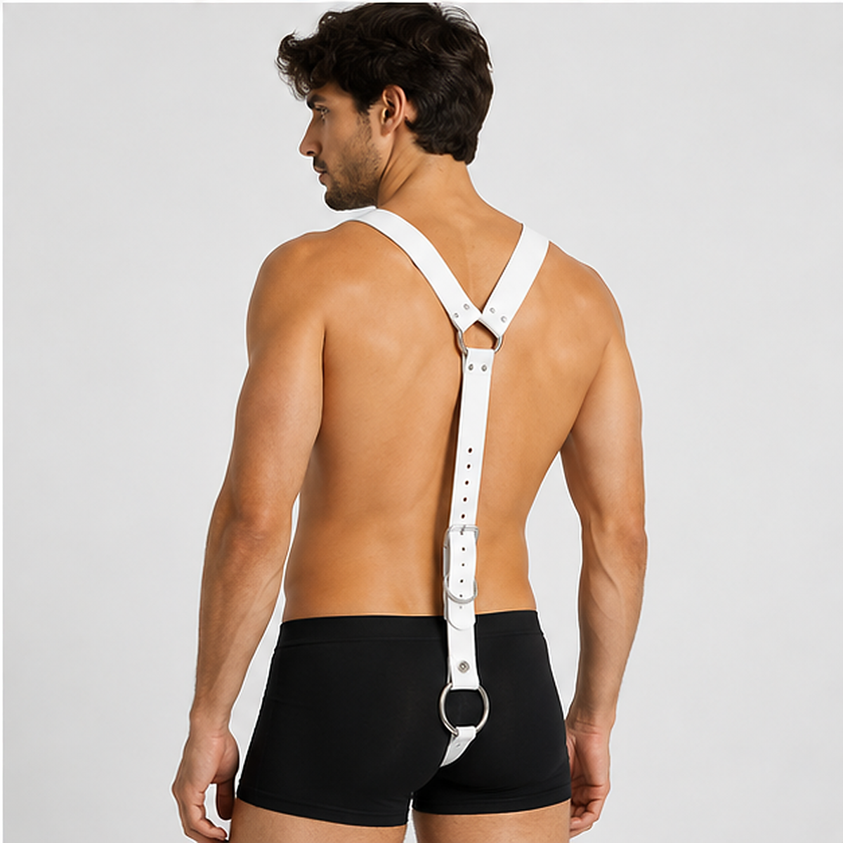 Leather Body Blanc - Harnais à anneau pénien, 225 g