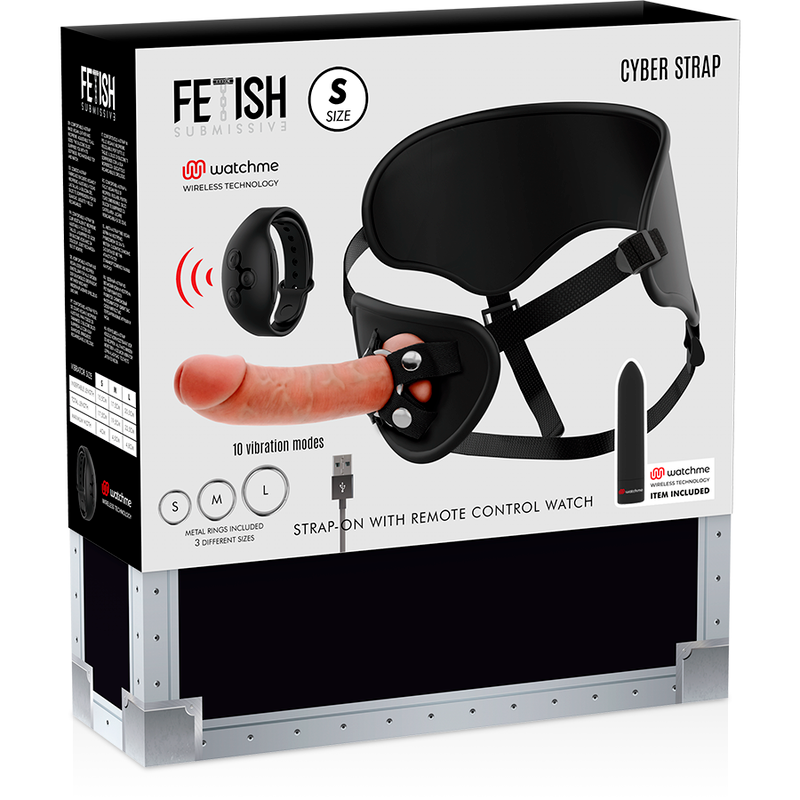 FETISH SUBMISSIVE CYBER STRAP - HARNAIS AVEC GODE ET TÉLÉCOMMANDE BULLET TECHNOLOGIE WATCHME S FETISH SUBMISSIVE