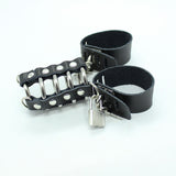 OHMAMA FETISH - CAGE  PÉNIS AVEC ANNEAUX MÉTALLIQUES ET SANGLE EN CUIR OHMAMA FETISH