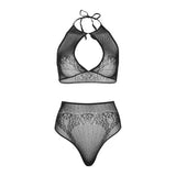 LEG AVENUE - ENSEMBLE DEUX PIÈCES HALTER CROP TOP & THONG CULOTTE TAILLE UNIQUE LEG AVENUE SETS