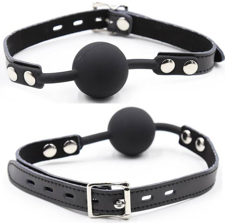 OHMAMA FETISH - BÂILLON BALLE EN SILICONE AVEC CEINTURE EN CUIR (CADENAS INCLUS) OHMAMA FETISH