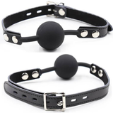 OHMAMA FETISH - BÂILLON BALLE EN SILICONE AVEC CEINTURE EN CUIR (CADENAS INCLUS) OHMAMA FETISH