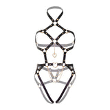 LEG AVENUE - KINK - HARNAIS ANNEAU COEUR TEDDY TAILLE M - NOIR LEG AVENUE KINK