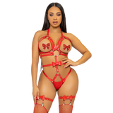 LEG AVENUE - KINK - HARNAIS CLOUTÉ O-RING TEDDY TAILLE L - ROUGE LEG AVENUE KINK