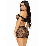 LEG AVENUE - ENSEMBLE TROIS PIÈCES TOP, MINI-JUPE ET STRING TAILLE UNIQUE - NOIR LEG AVENUE SETS