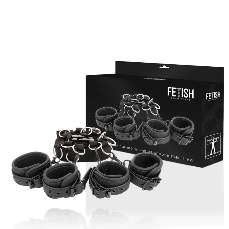FETISH SUBMISSIVE - ENSEMBLE DE LIENS DE LIT DE LUXE AVEC DOUBLURE EN NOPRÈNE FETISH SUBMISSIVE BONDAGE