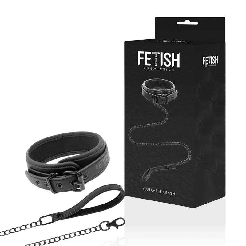 FETISH SUBMISSIVE - COLLIER CHAÎNE DOUBLURE EN NOPRÈNE FETISH SUBMISSIVE BONDAGE