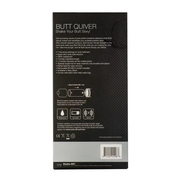 ROCKS-OFF - STIMULATEUR BUTT QUIVER P-POINT 7 VITESSES NOIR ROCKS-OFF