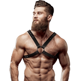 FETISH SUBMISSIVE ATTITUDE - HARNAIS EN CUIR ÉCOLOGIQUE POUR HOMMES AVEC POITRINE CROISÉE FETISH SUBMISSIVE ATTITUDE