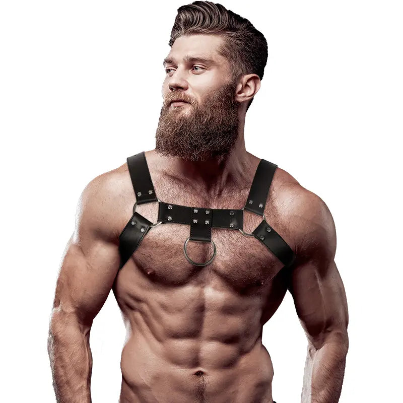 FETISH SUBMISSIVE ATTITUDE - HARNAIS DE POITRINE EN ÉCO-CUIR POUR HOMMES FETISH SUBMISSIVE ATTITUDE