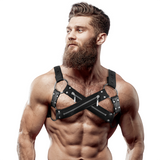 FETISH SUBMISSIVE ATTITUDE - HARNAIS DE POITRINE CROISÉ EN NÉOPRÈNE RÉGLABLE AVEC FERMETURES  GLISSIÈRE POUR HOMMES FETISH SUBMISSIVE ATTITUDE