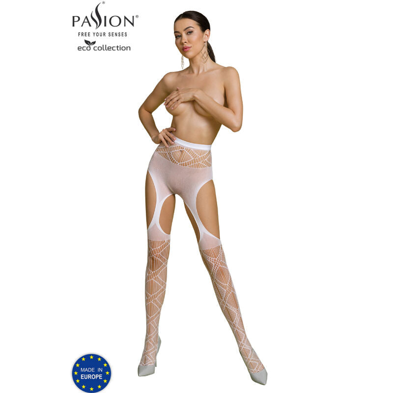 PASSION - BODYSTOCKING ECO COLLECTION ECO S005 BLANC PASSION WOMAN GARTER & STOCK