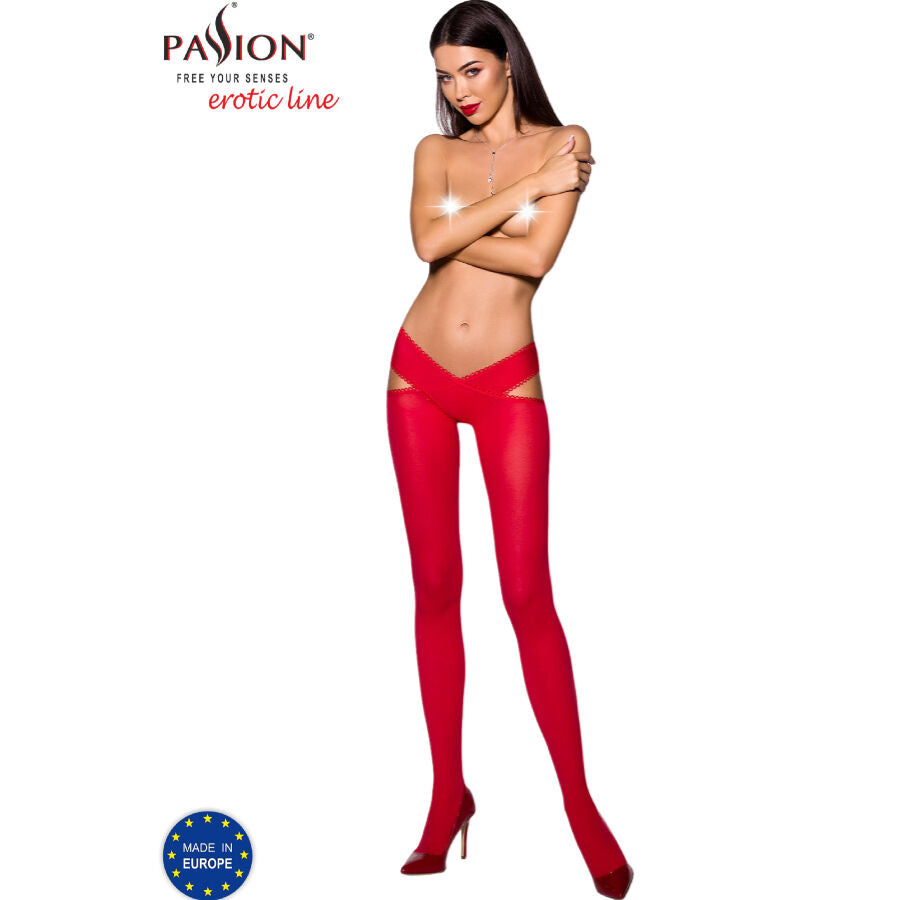 PASSION - TIOPEN 005 COLLANT ROUGE 3/4 60 DEN PASSION WOMAN GARTER & STOCK