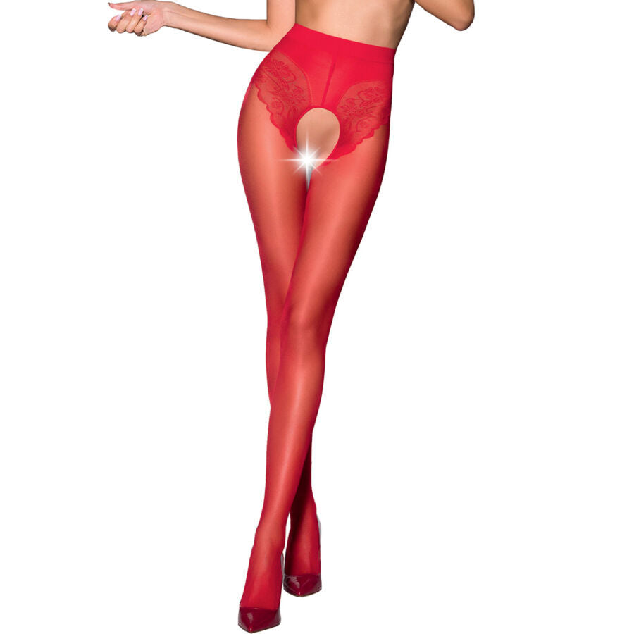 PASSION - TIOPEN 006 COLLANT ROUGE 1/2 30 DEN PASSION WOMAN GARTER & STOCK