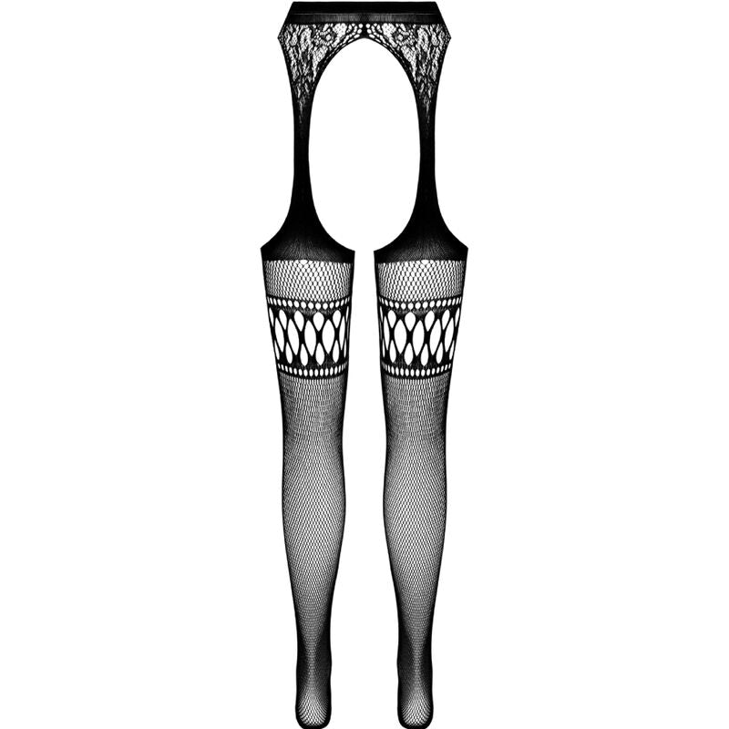 PASSION - COLLANT NOIR AVEC JARRETIÈRE S026 TAILLE UNIQUE PASSION WOMAN GARTER & STOCK